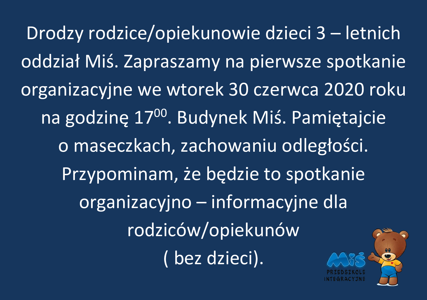 Informacja dla rodziców dzieci przyjętych do przedszkola