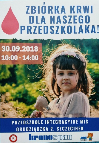 Zbiórka krwi dla Naszego Przedszkolaka