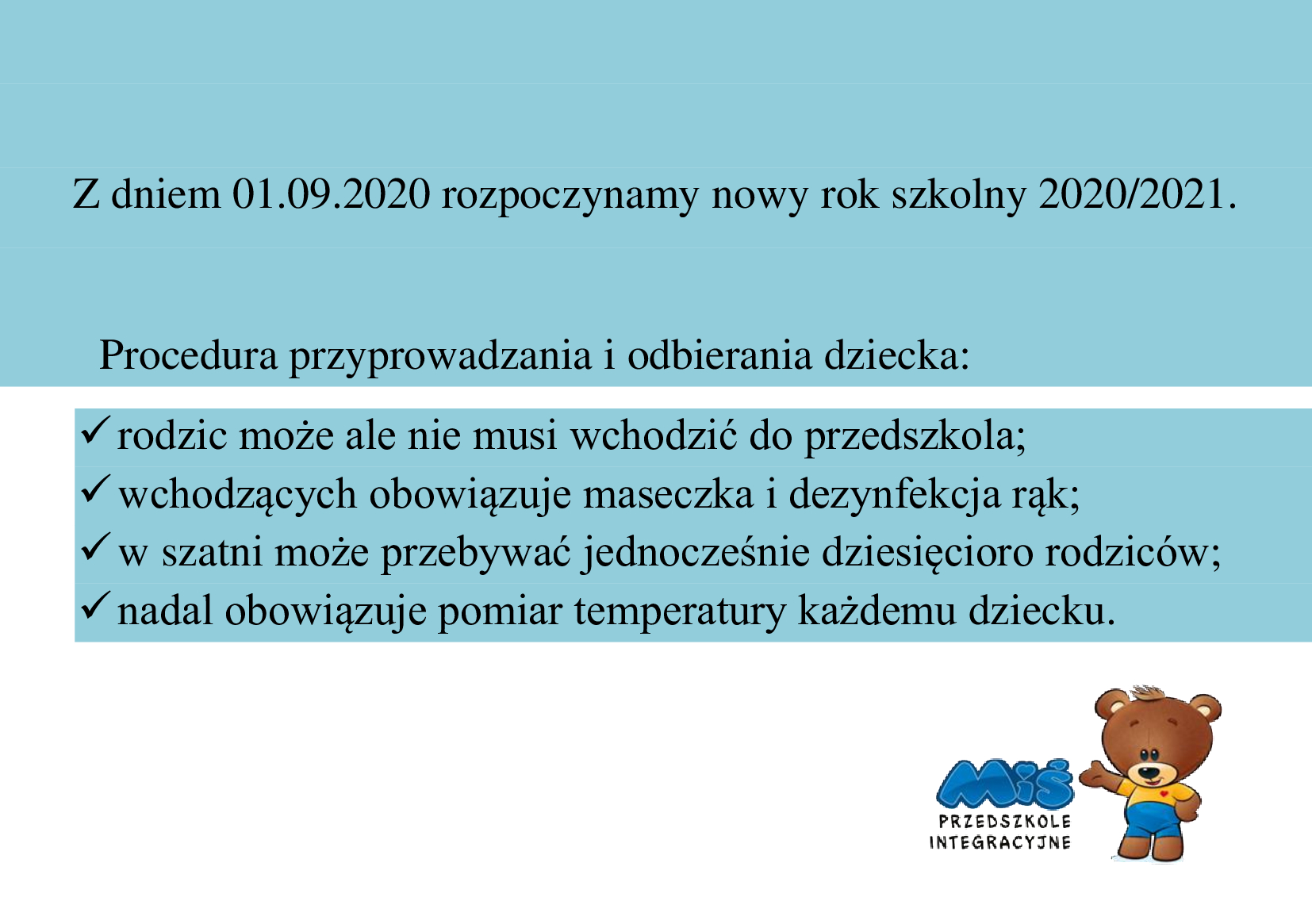 Wytyczne dotyczące przyprowadzania i odbierania  dzieci